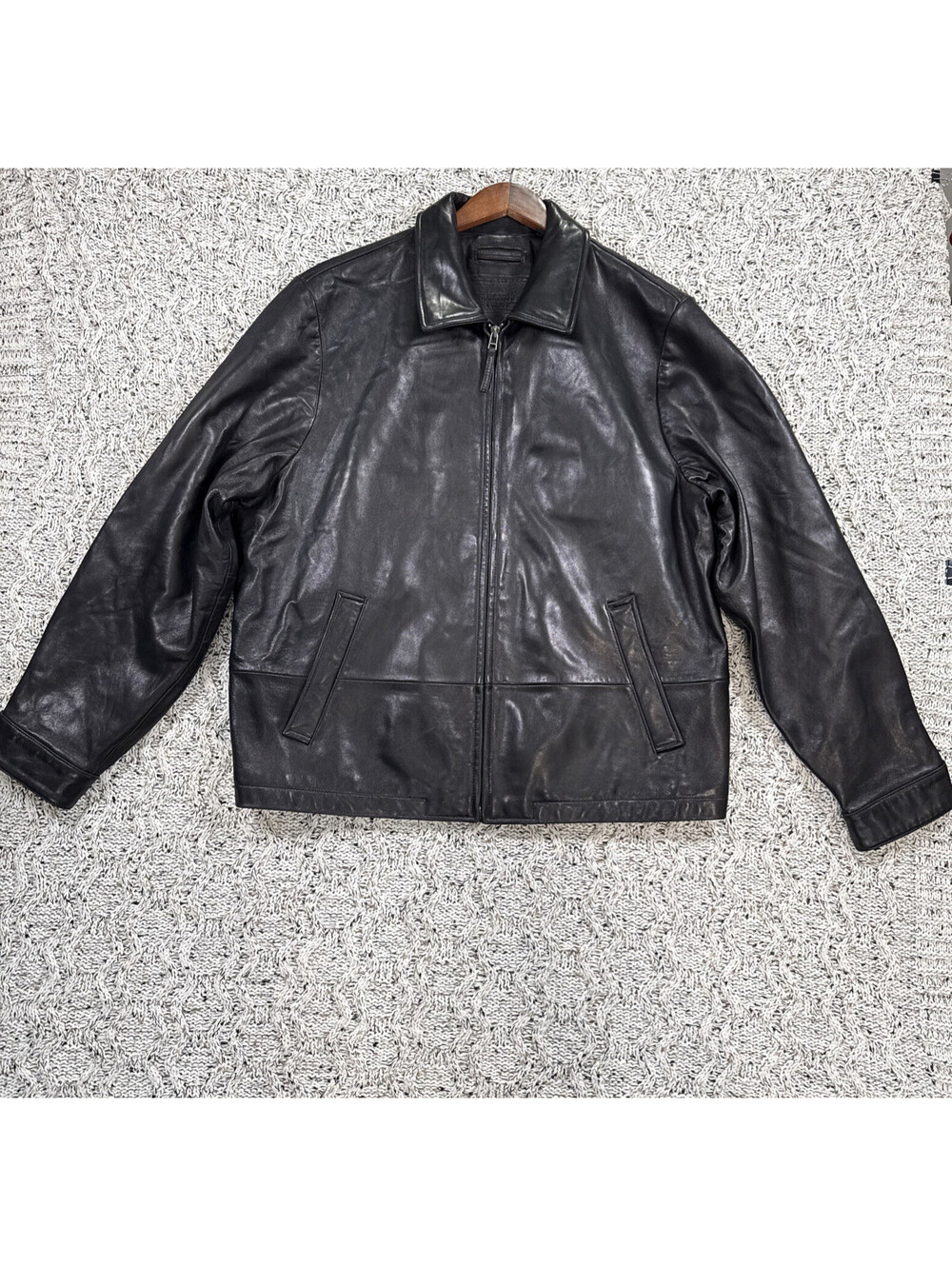 Roundtree & Yorke Black Lambskin Leather Jacket Men's Large